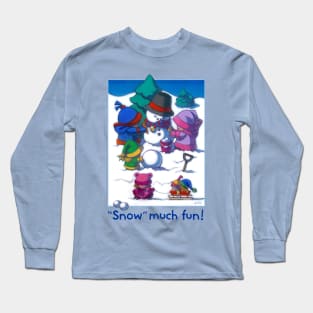 "Snow" Much Fun! Blue Text Long Sleeve T-Shirt